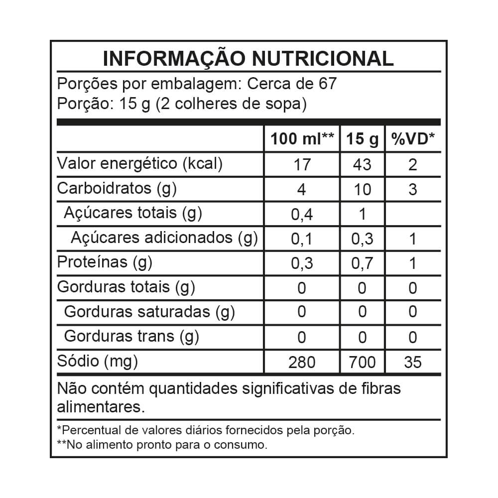 Tabela nutricional Creme de Cebola Ajinomoto®
