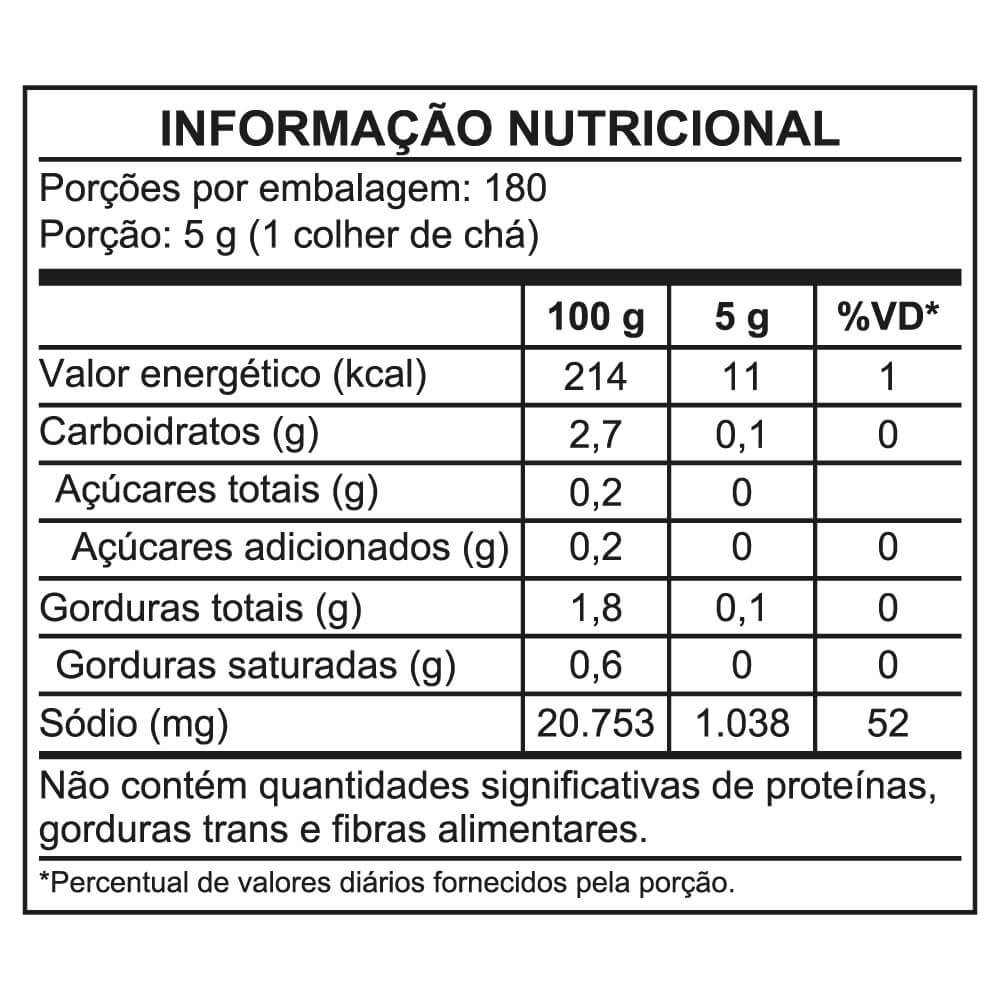 Tabela nutricional Tempero Sazón® Profissional Alho
