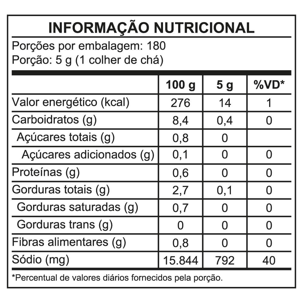 Tabela nutricional Tempero Sazón® Profissional Carnes
