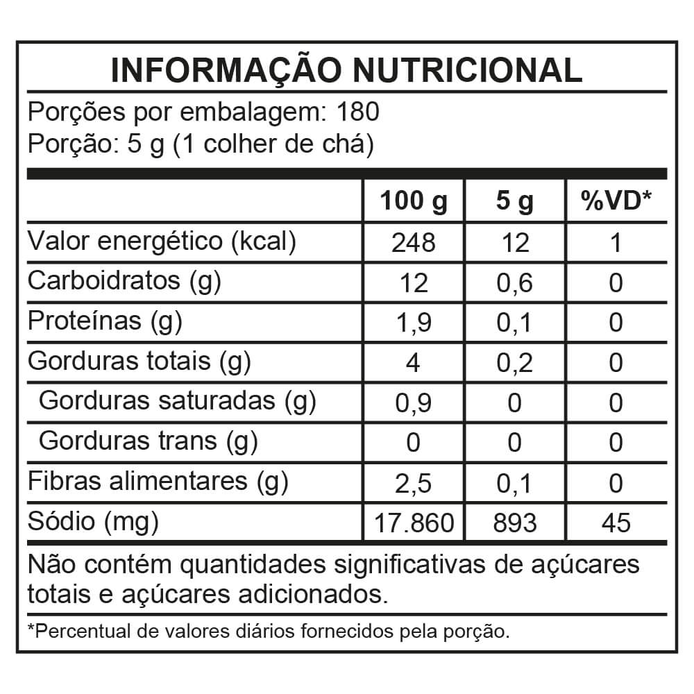 Tabela nutricional Tempero Sazón® Profissional Aves