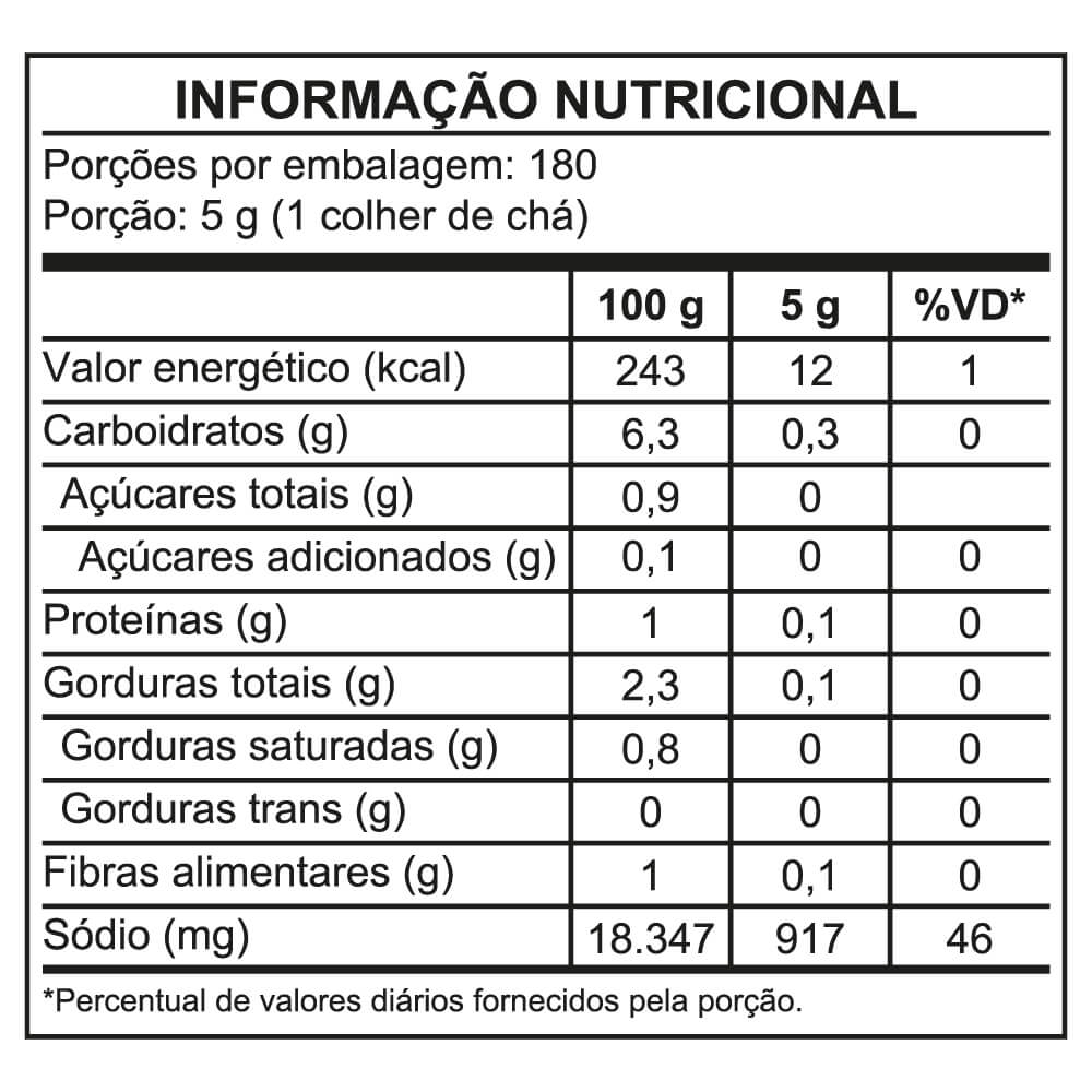 Tabela nutricional Tempero Sazón® Profissional Legumes e Arroz