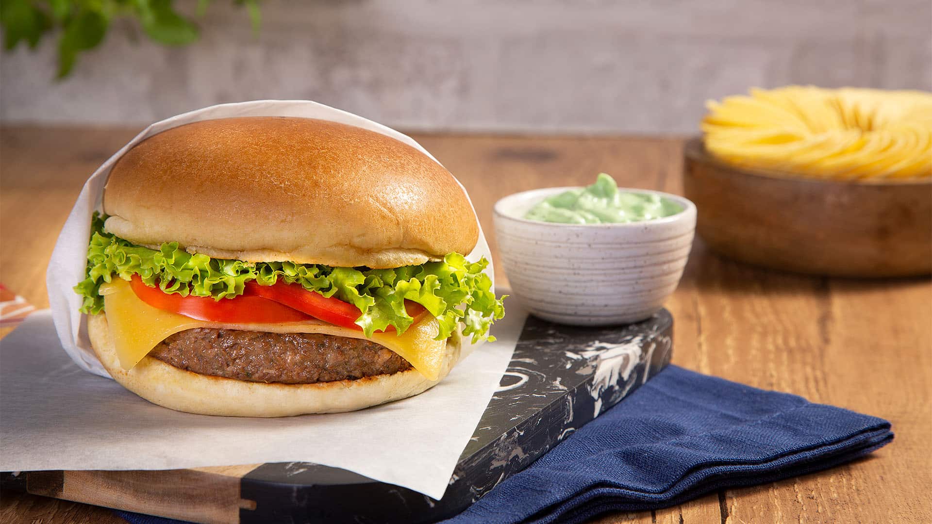 Hambúrguer vegetariano sabor carne