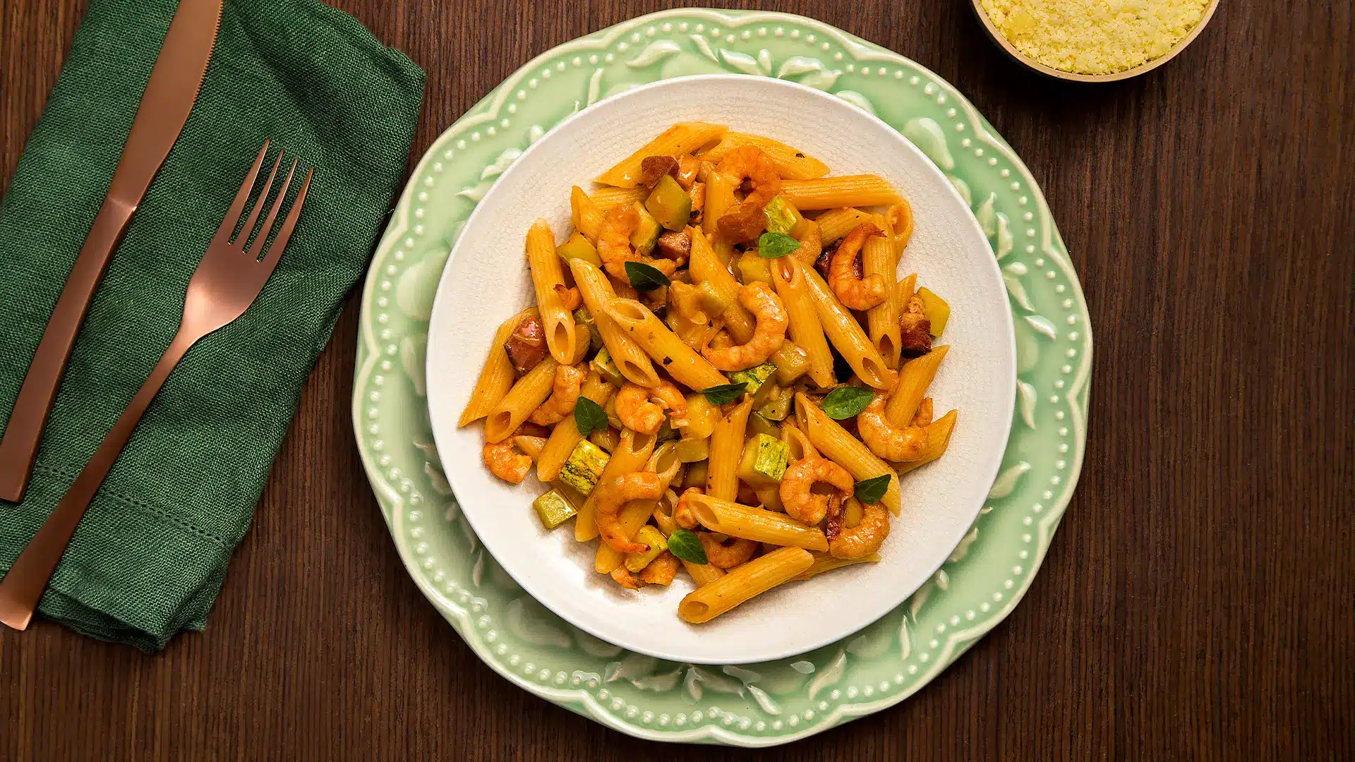 Penne “Maremonti” (com camarão e abobrinha)