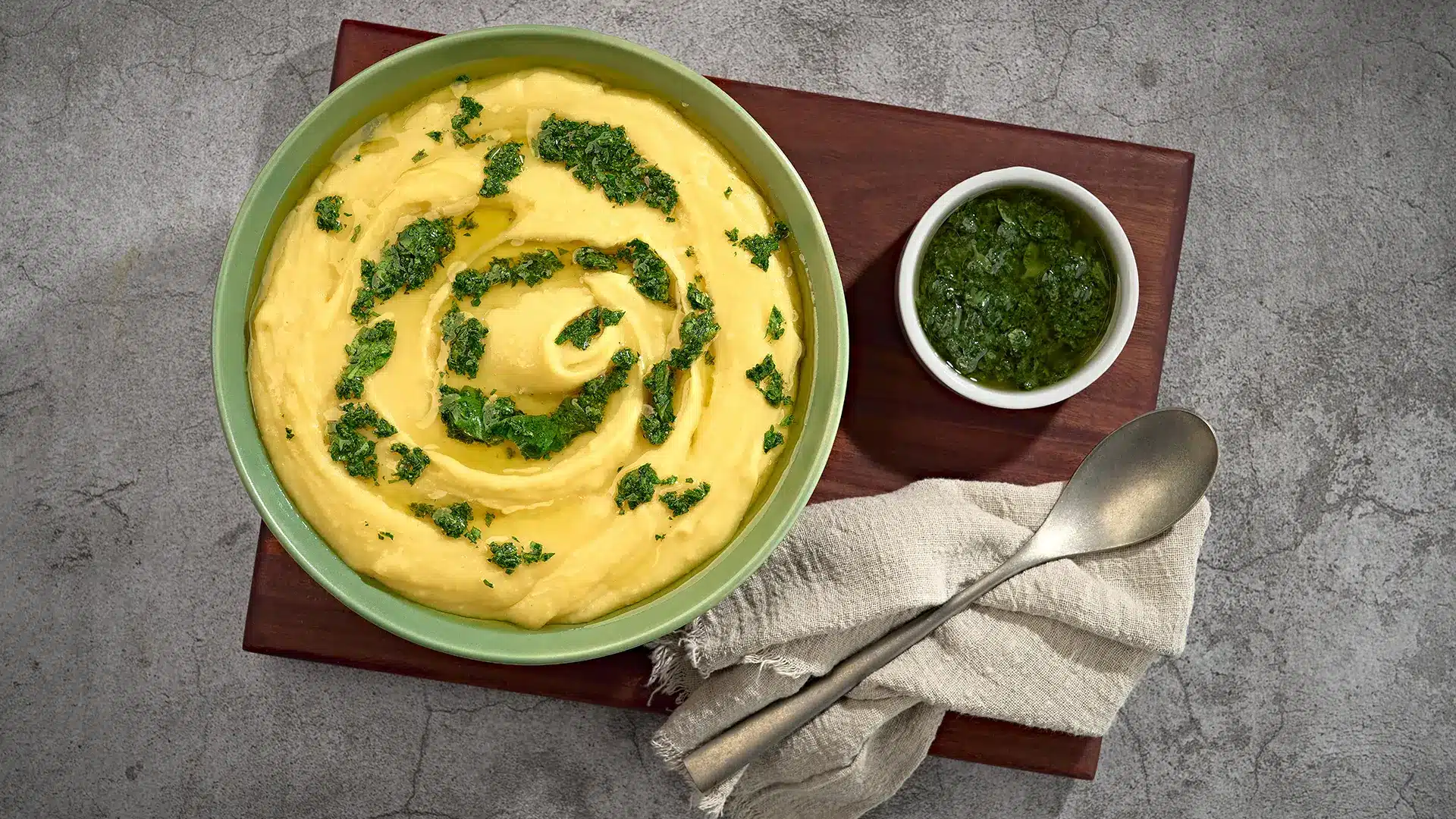 Purê de Mandioquinha com Batata e Gremolata