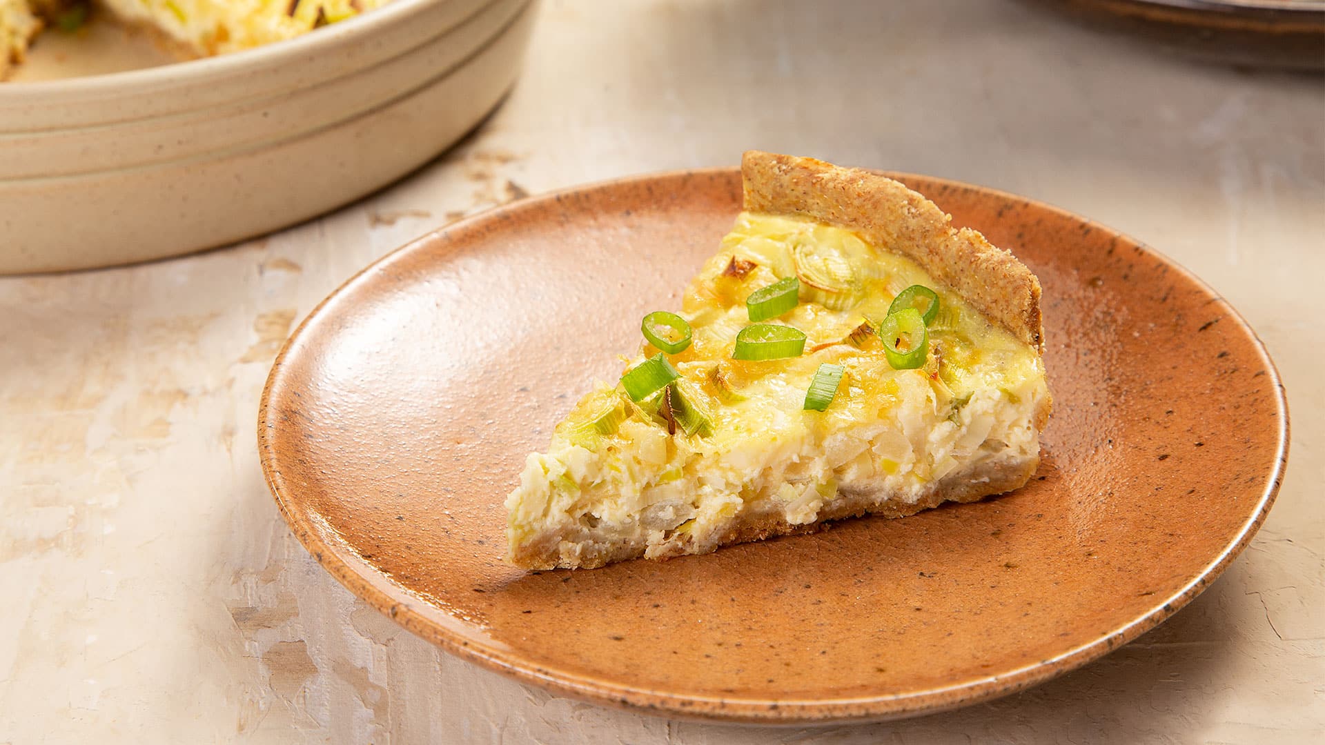 Quiche integral de alho-poró